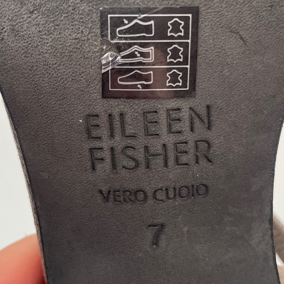 Eileen Fisher Lyton Suede Ankle Strap Flat size 7 Womens metallic wedding office - Picture 10 of 13